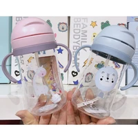 baby feeding cup with straw children learn feeding drinking bottle kids training cup with straw handleshoulder strap cup