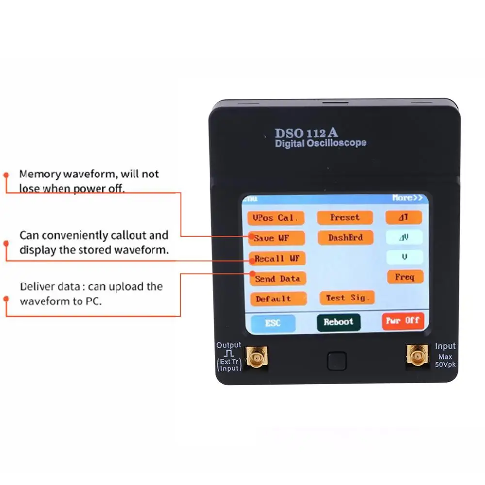 DSO 112A Мини цифровой осциллограф с сенсорным экраном TFT Портативный Карманный USB