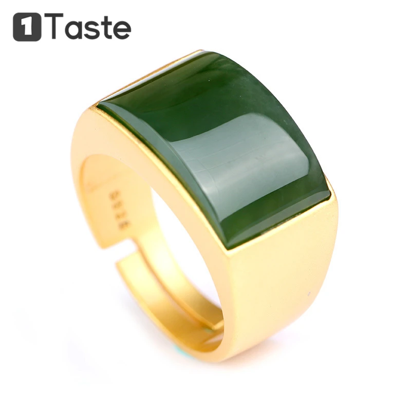 Мужское кольцо с золотым покрытием ONE TASTE прямоугольное из 925 пробы и серебра