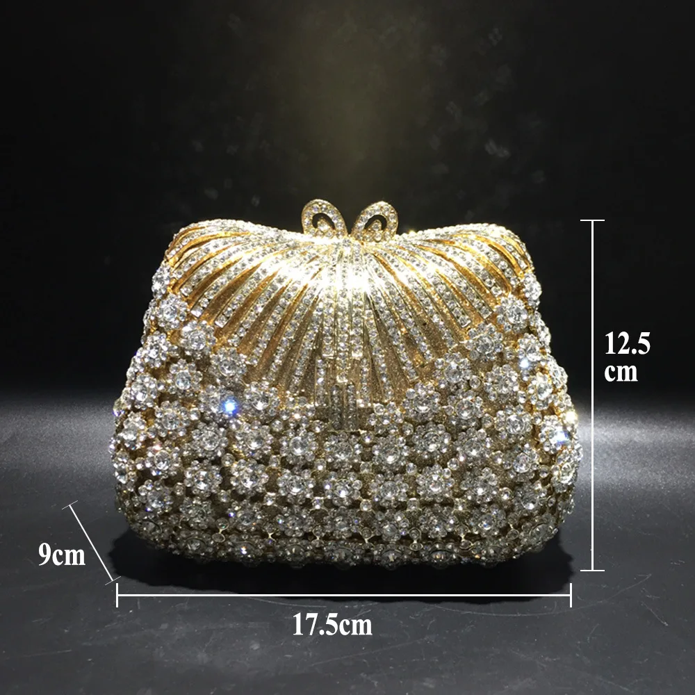

Diamond Bag satchels 2020 New Today Fashionable Portable Rhinestone Clutch Hollow Metal Crystal Dinner Bag Handmade