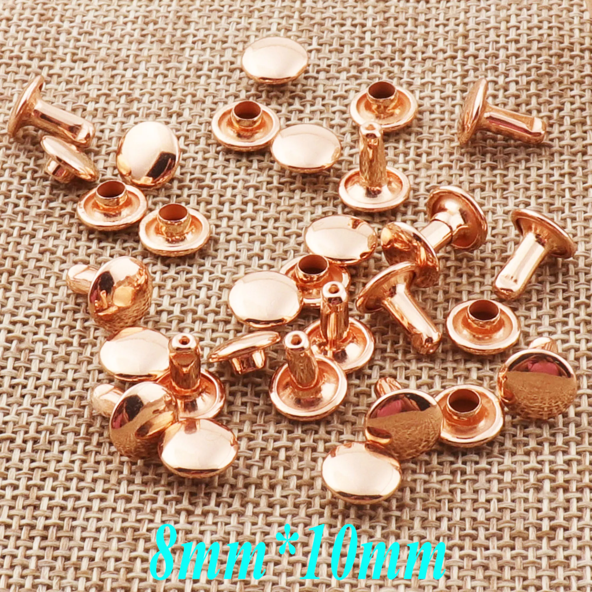 100 наборов розовое золото КУПОЛ двойной колпачок круглые заклепки кожа купольные