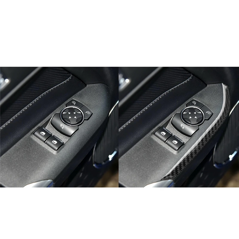 

2Pcs Car Styling Carbon Fiber Sticker Front door Window control panel Side Decor Frame Trim Sticker For Ford Mustang 2015-2017