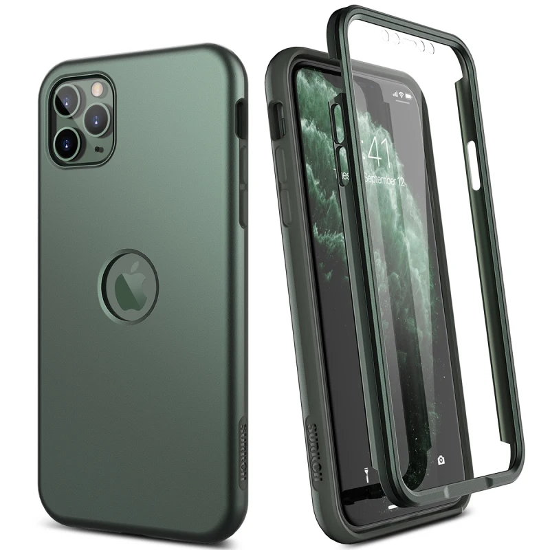 Чехол для телефона iPhone 11 pro Max Мягкий бампер из ТПУ со встроенным защитным экраном