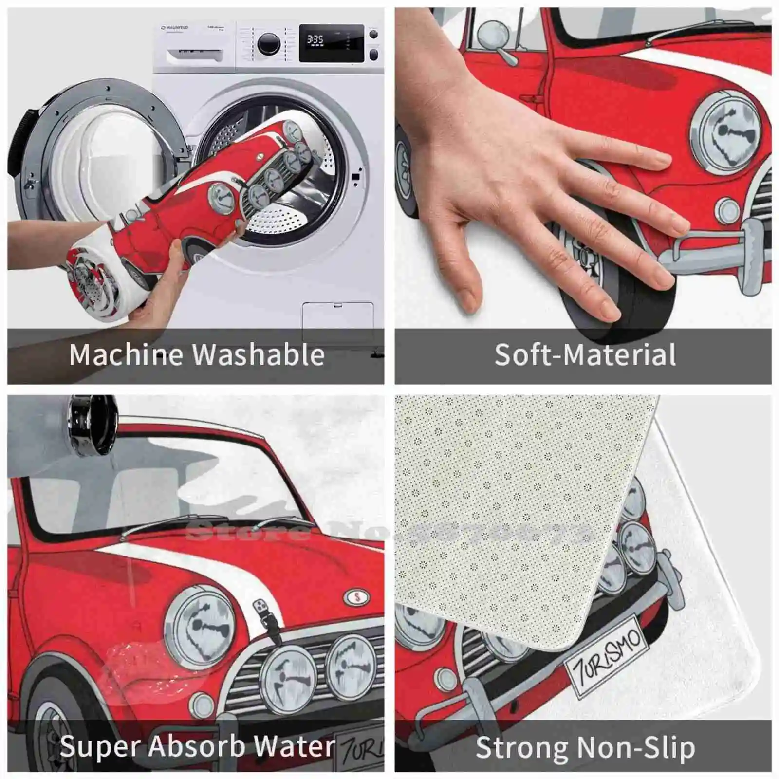 Домашний ковер моррис мини купер 3 размера комнатный Купер красный старый