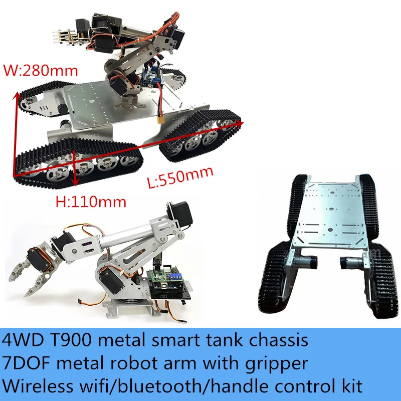 Беспроводной робот-рычаг 7DOF с Wi-Fi управлением полностью металлический захватом +