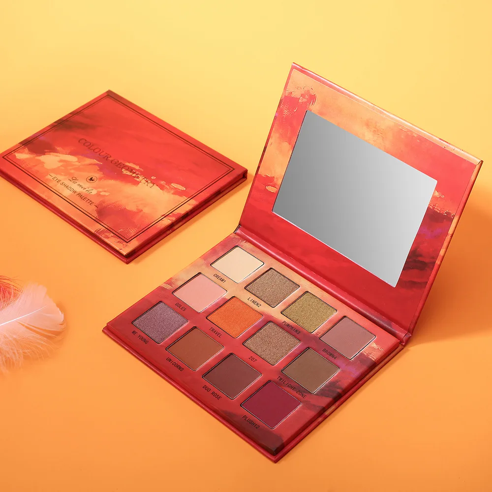 Брендовые перламутровые матовые тени для век LML 12 цветов водостойкие и легко