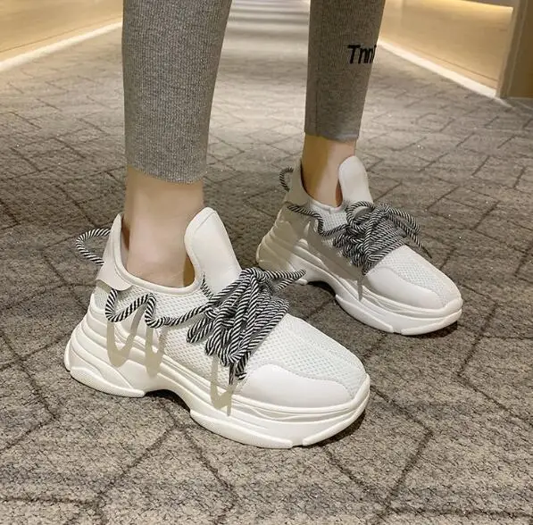 Кроссовки женские на платформе Вулканизированная подошва повседневная обувь