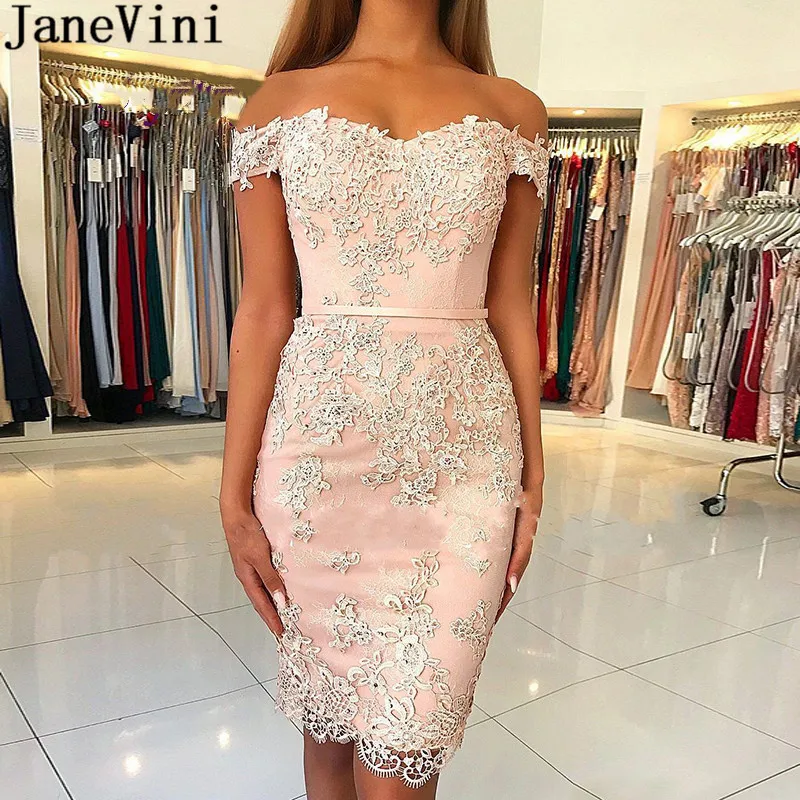 

JaneVini Elegant Beaded Lace Cocktail Dresses Short Plus Size Ladies Knee Length Women Formal Dress Graduation Occasion Gowns