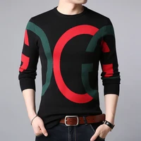 winter mens fashion korean style autumn and winter slim mens knitted sweaters letters casual all match sweater