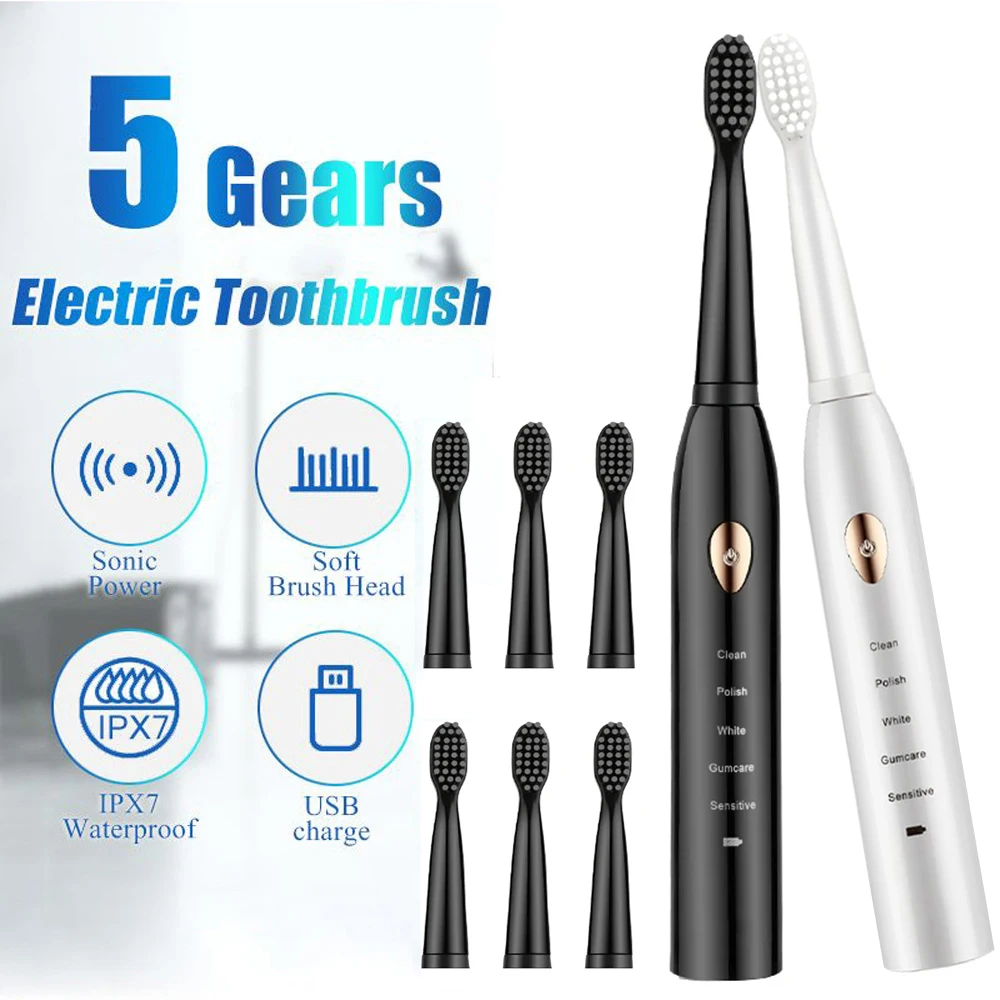 

Powerful Ultrasonic Sonic Electric Toothbrush USB Charge Rechargeable Tooth Brushes Washable Electronic Whitening Teeth Brush