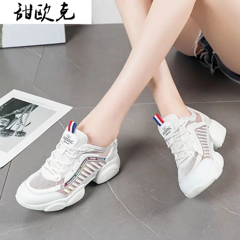 

2021 Spring New Women's Color-blocking Mesh Breathable Sneakers Fashion Women's Shoes Lace-up Comfortable Shallow Casual Shoes