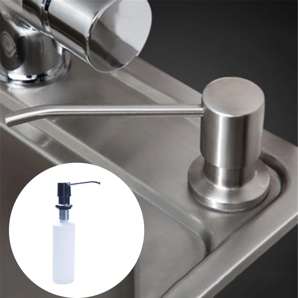 

300ml Kitchen Sink Liquid Detergent Shampoo Soap Dispenser Brushed Nickel Head High Quality Abs Bottle Invisible Soap Dispenser