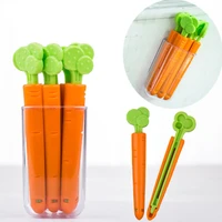 5pcs mini keep fresh snap on sealing clip set cartoons dried fruit reusable carrot shape kitchen tools with magnet case food bag