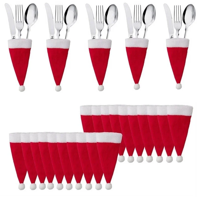 

5/10 шт. рождественские украшения для кухни, столовая посуда, держатель для сумки, карман, рождественское искусственское украшение