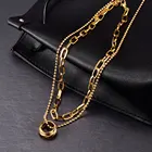 Amaiyllis 18k золото двойной слой ключицы ожерелье с подвесками на цепочке цепочка с золотыми бусинами ожерелье с кулоном для женщин ювелирные изделия