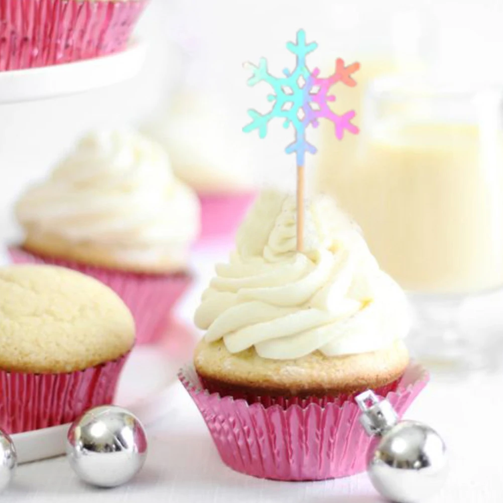 30pcs Lovely Snowflake Cake Topper Glittering Picks Cupcake Toppers Decor Party Supplies For Wedding Birthday Baby Shower | Дом и сад
