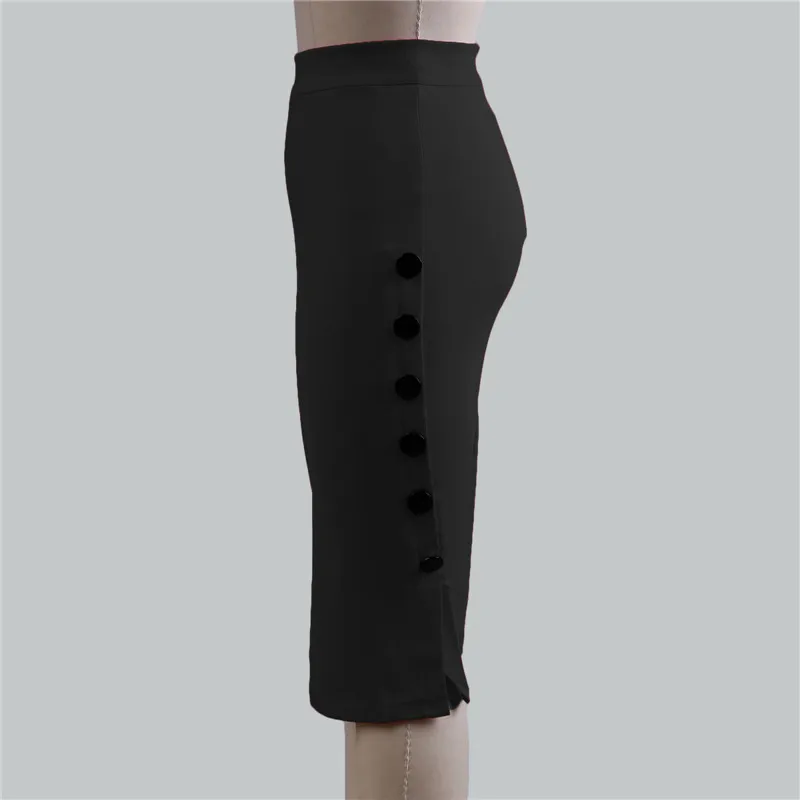 

Plus Size Office Mid Waist Mid-Calf Skirt Casual Slim Hip Placketing Lady Skirts jupe femme Women Sexy Pencil Skirts