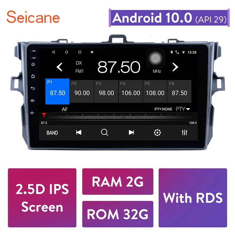 Автомагнитола Seicane для Toyota Corolla 2006 2012 Android 10 0 9 дюймов 2Din головное устройство GPS