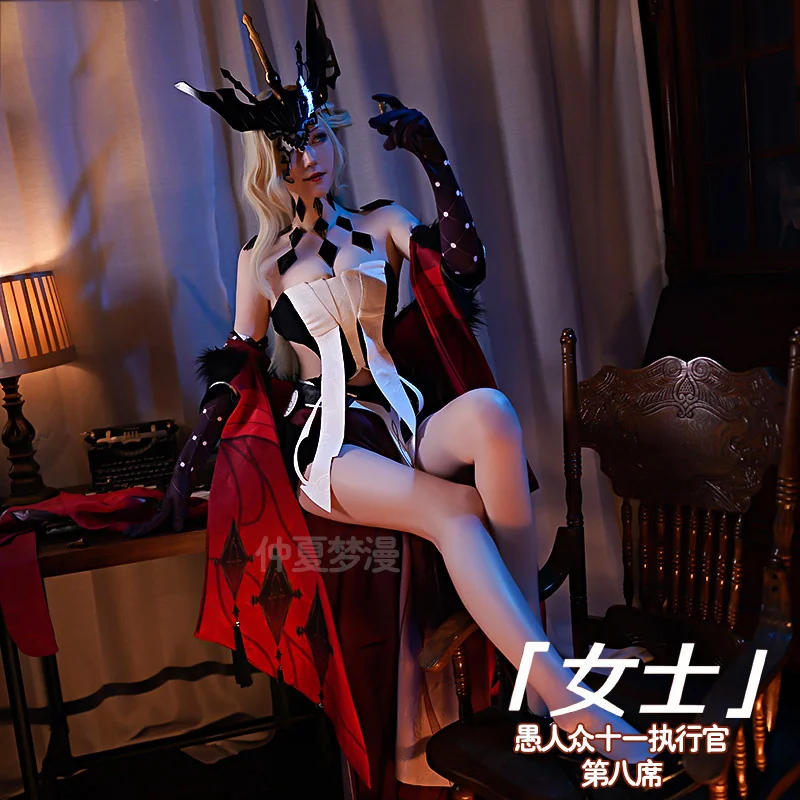 

Game Genshin Impact No.8 Executive Officer Lady Cosplay Costume Women Sexy Dress+Cloak Halloween Carnival Outfits Custom Made