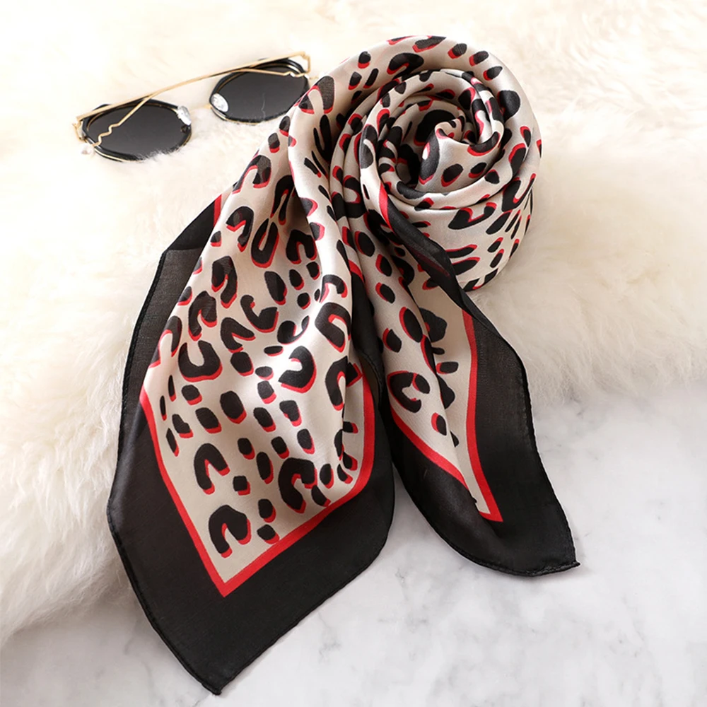 70x70 см Леопардовый женский шелковый шарф квадратной формы с принтом женская