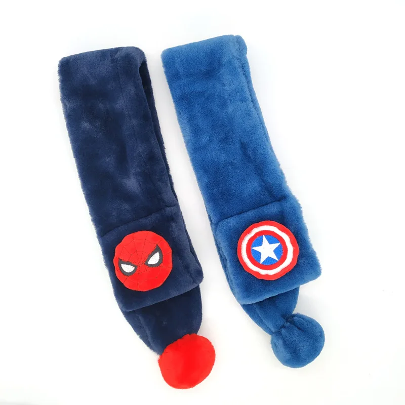 Капитан Америка Человек-паук Мальчики и девочки Детские теплые платки и шарфы Детский зимний шарф Утолщение Шарфы на