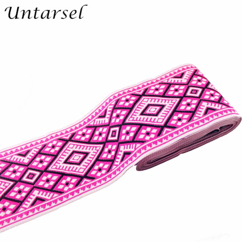 Модная Роскошная широкая розовая тесьма полиэстер Этническая отделка Лента для