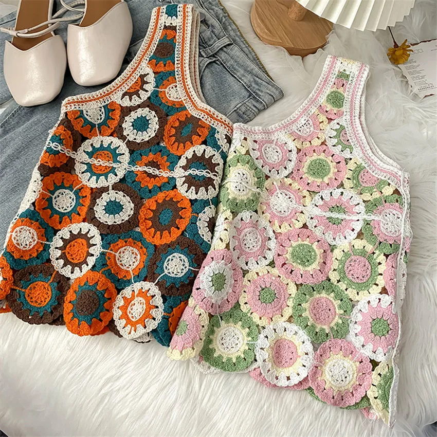 Топ женский летний в стиле бохо шикарная майка без рукавов футболка с цветочным