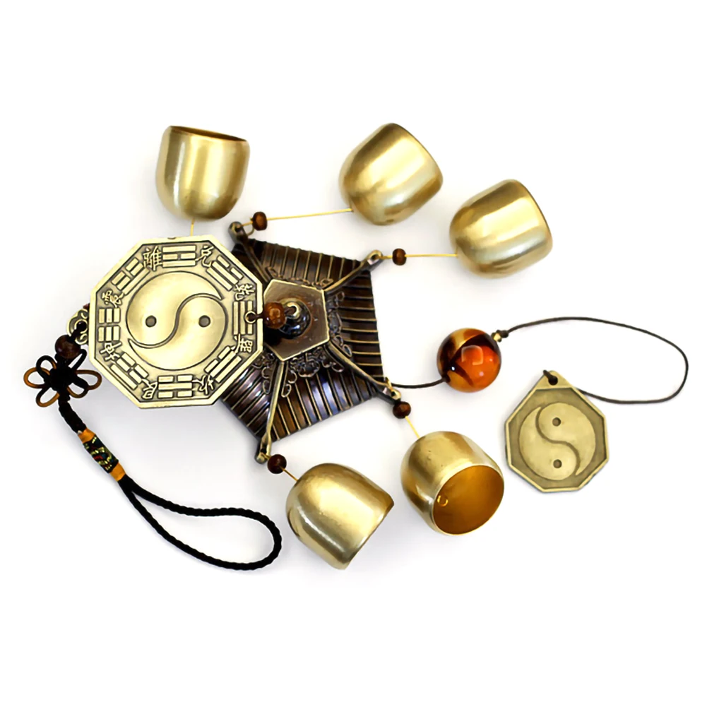 Колокольчик Lucky Wind Chime s фэн шуй восемь триграмм Чистый медный колокольчик хороший