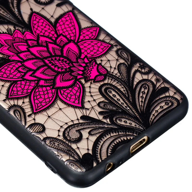 Relief Phone Case For Samsung Galaxy A3 A5 A7 2017 A6 A8 Plus 2018 A6S A30 A20 A40 A50 A30S A50S A70 Black Rose Back Cover | Мобильные