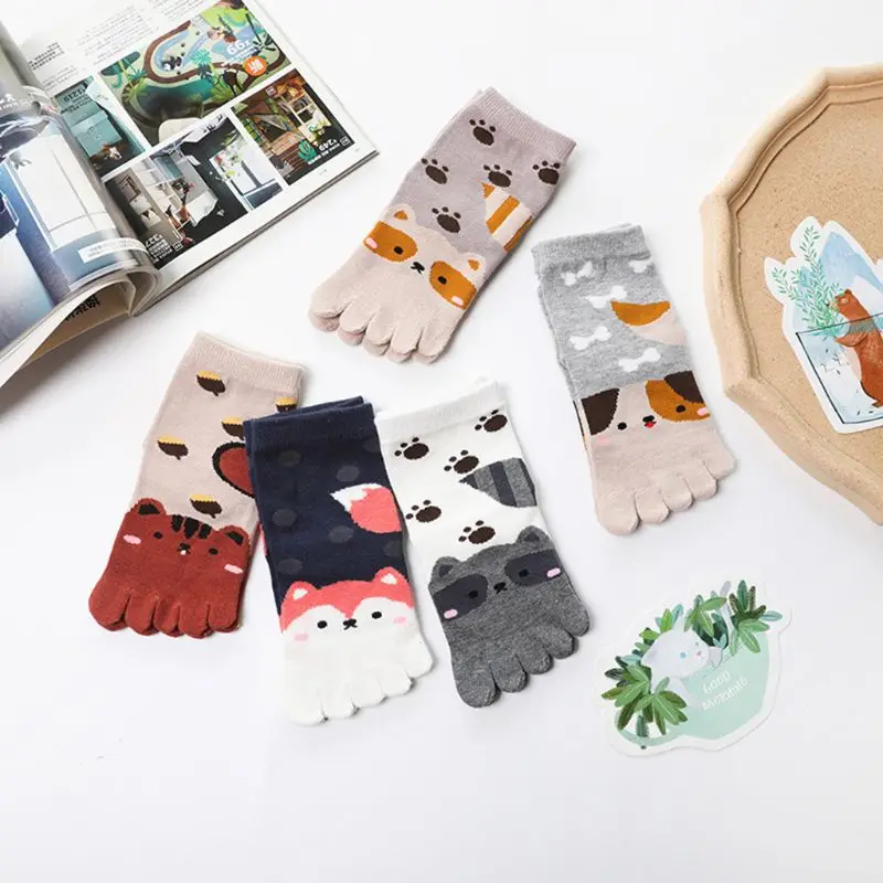 

Children 5-toe Socks Cotton Mid Tube Cute Cartoon Baby Kids Split Toe Sock Gifts 2020 Hot Sale