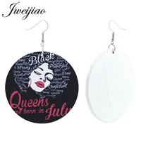 jweijiao hiphop jewelry afro black queens dangle earring handmade wood afro woman printed charms earrings party gift wd314