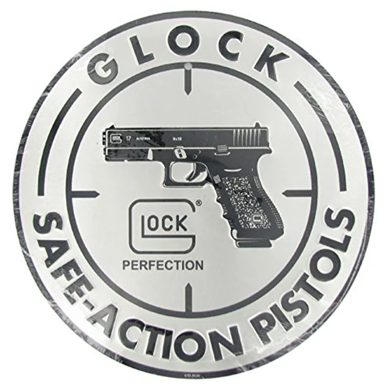 Потертый шик винтажные КРУГЛЫЕ ЗНАКИ Glock Safe-acnon пистолеты металлическая пластина табличка для бара настенный художественный металлический знак 30 см