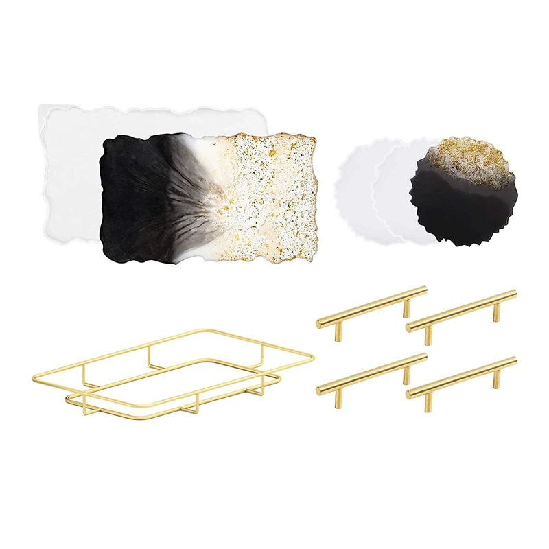 

Tray Resin Mold Set,Serving Board Mold,Coaster Mold,Metal Frame, Tray Handles for Making Tray, Coaster, Fruit Mat
