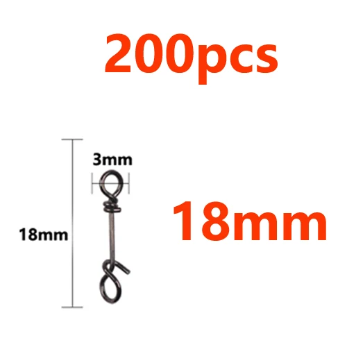 200pcs 18mm 200 шт., нержавеющая сталь, супер сильные зажимы для рыбалки в соленой воде, зажимы для быстрой приманки, аксессуары для крючков - Цвет: 200pcs 18mm