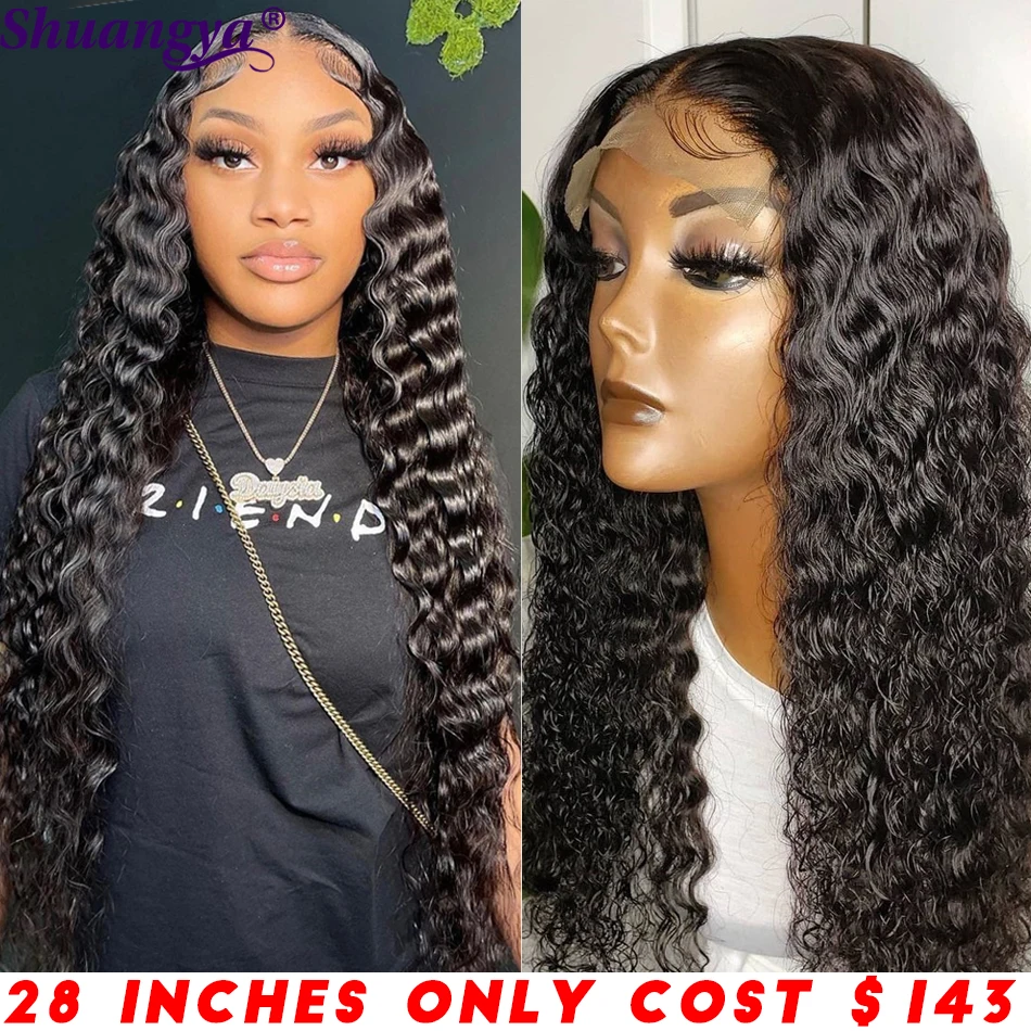 

Loose Deep Wave Lace Closure Wig Brazilian Human Hair Lace Wigs for Black Women Transparent T Part Curly Human Hair Wig Shuangya