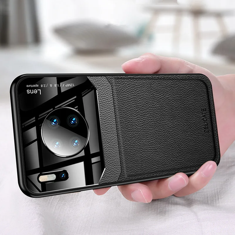 Защитный чехол для huawei mate 30 ударопрочный ПУ кожа Силикон + Зеркальное стекло 20 Pro 9