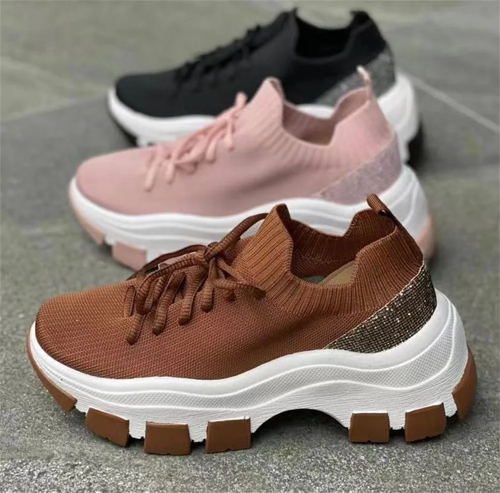 

Autumn Stylish Sneakers Women 2021 New Mesh Breathable Bling Ladies Non-Slip Sport Shoes Running Jump Walking Comfy Casual Shoes