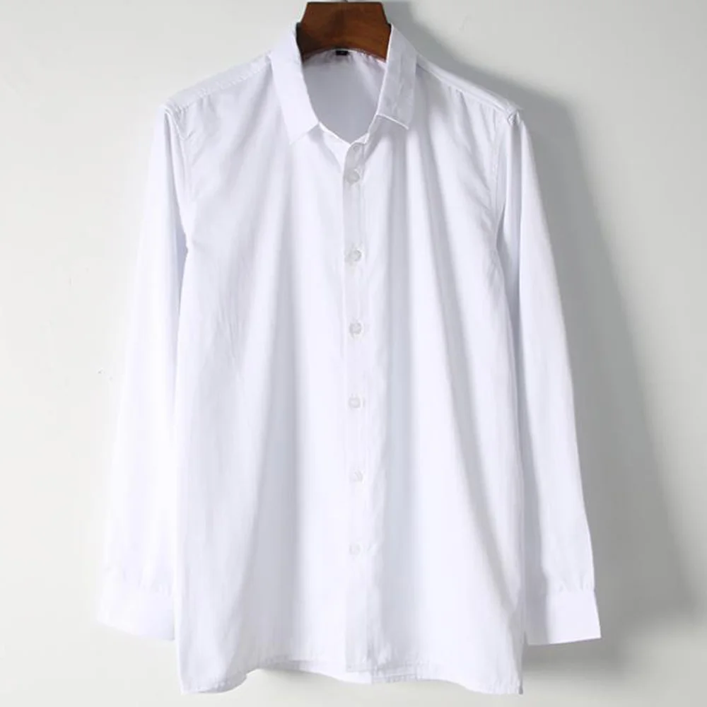 

Корейская мужская рубашка оверсайз с отложным воротником, однобортная Мужская рубашка на пуговицах, уличная однотонная белая Повседневная...