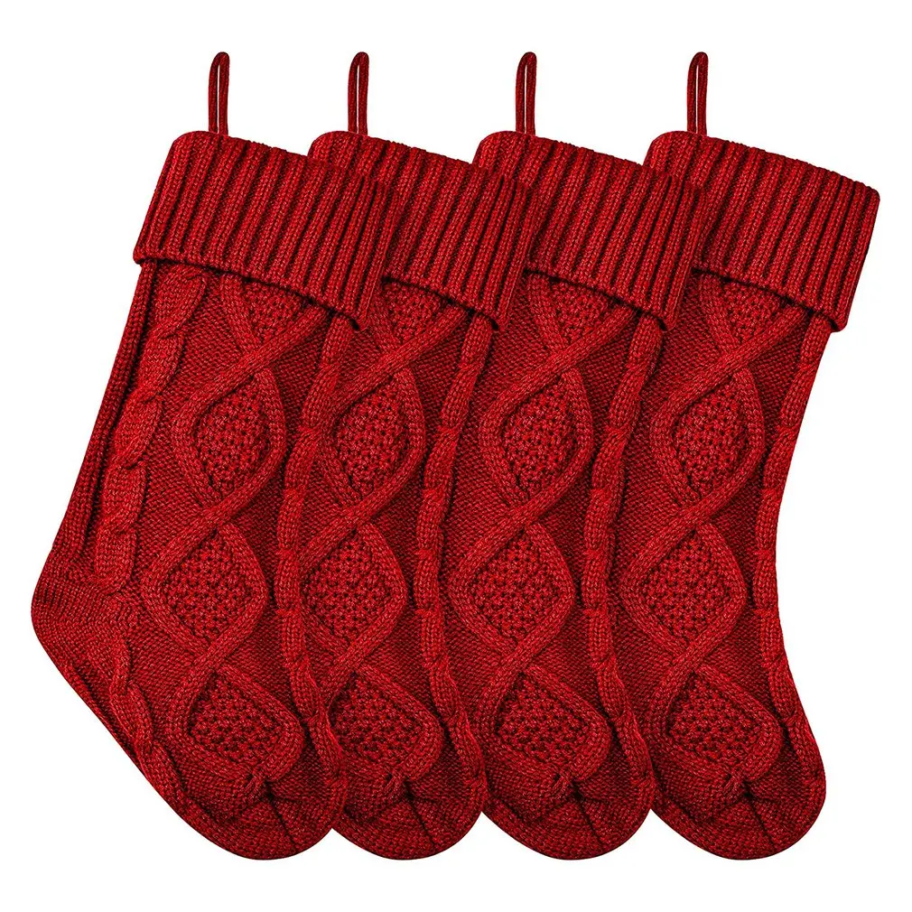 

Knitted Wool Christmas Socks Home Wall Decoration Candy Bag Diamond Socks Gift Bag Hanging Socks For Christmas Tree