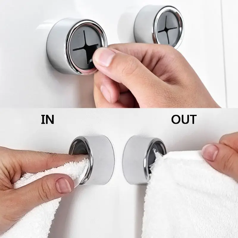 

Self Adhesive Round Towel Holder Wall Mount Wash Cloth Rack Storage Hook for Bathroom