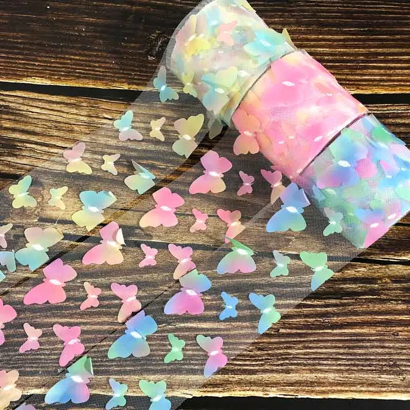

(25yards/lot) 7.5cm hot sale rainbow butterfly mesh tulle ribbon