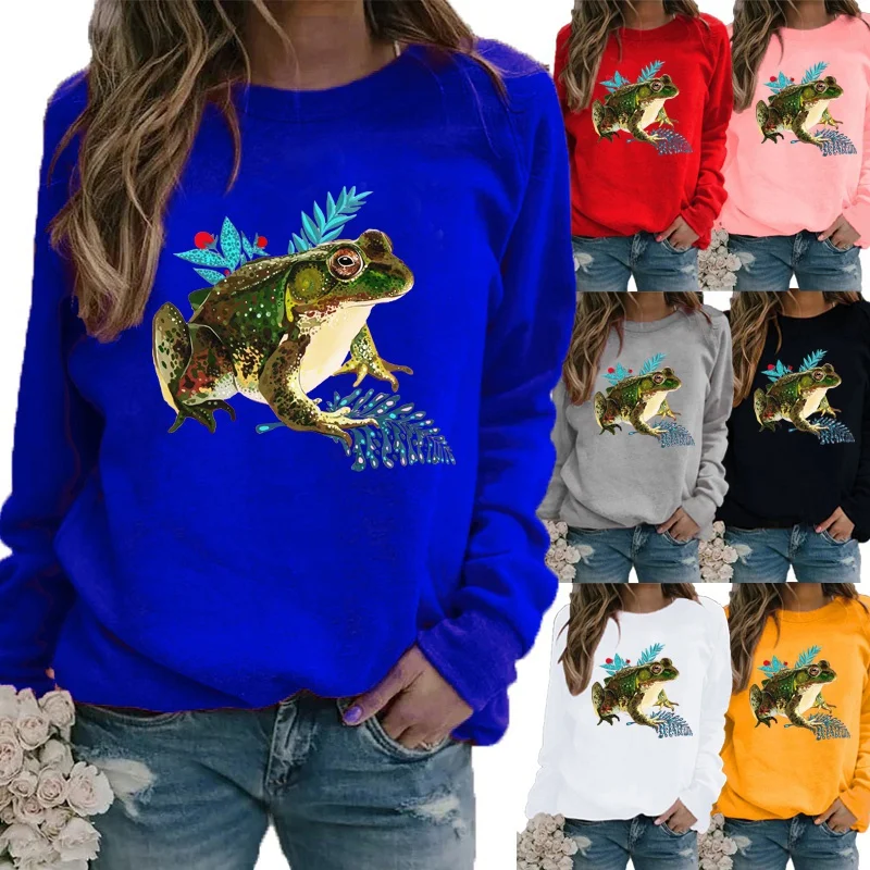 

Осенне-зимняя модная толстовка с графическим принтом, свободная рубашка с длинным рукавом и круглым вырезом, женская одежда большого разме...