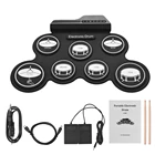 Портативный электронный барабан, цифровой USB 7 накладок, набор силиконовых электрических барабанных накладок с барабанными палочками, ножная педаль