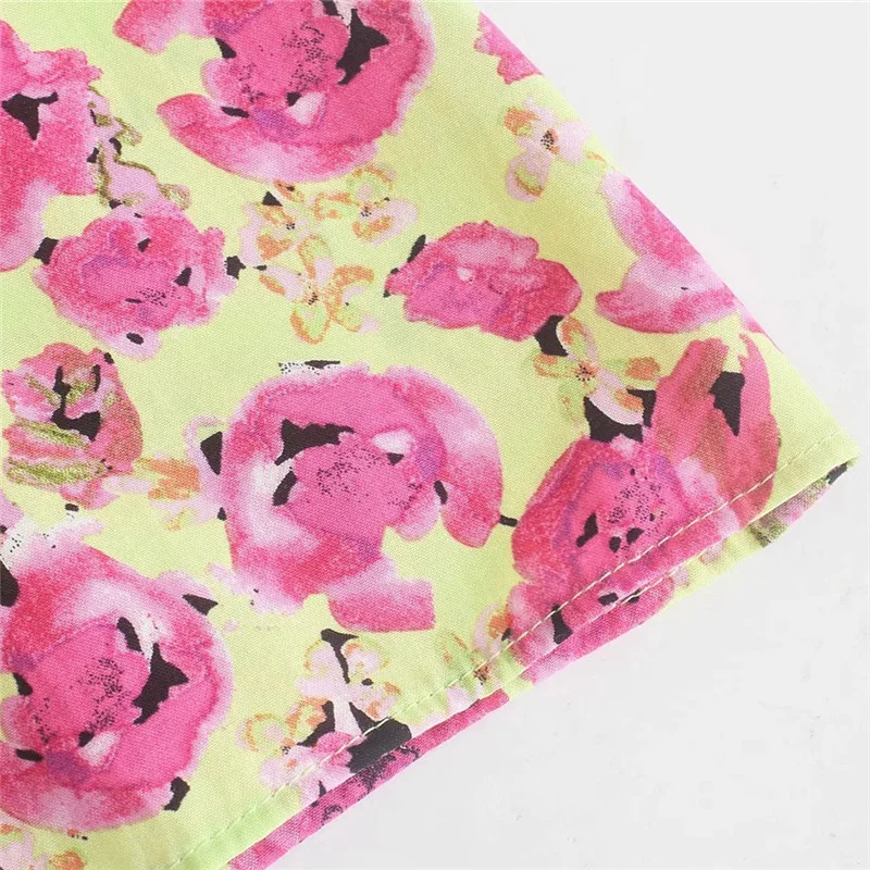 

2021 Floral Long Dress Women Pink Summer Dress Woman Vintage Short Puff Sleeve Elegant Ladies Dresses