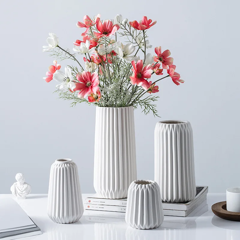 

Nordic Ceramic Vase Home Decor Vases Desktop Ornament Nordic Flower Pots Dried Flower Vase For Decoration Cachepot For Flowers