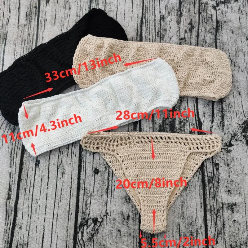 Ручная вязка эластичный облегающий комплект бикини пляжные купальники