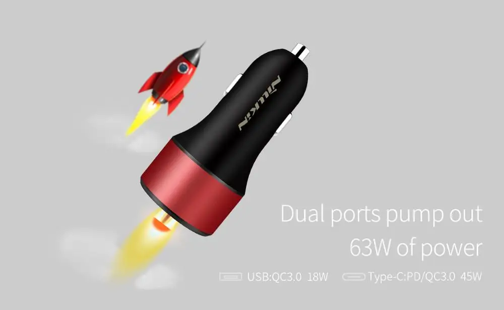 65 Вт PD3.0 автомобильное зарядное устройство USB Quick Charge 3 0 nillkin Type C PD быстрое для