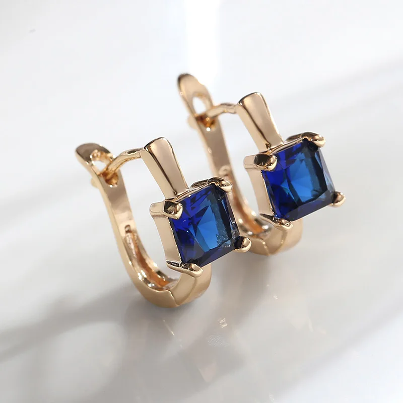 Platinum gold blue MAIKALE, квадратные серьги-гвоздики, AAA кубический цирконий, покрытые золотом и серебром, гипоаллергенные корейские серьги для женщин, отправка друзьям - Окраска металла: Platinum gold blue