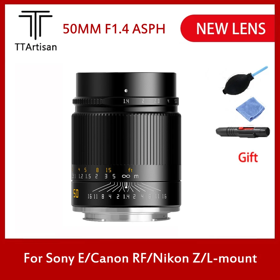Полнокадровые Объективы TTArtisan 50 мм F1.4 ASPH с ручной фокусировкой для камер Sony E Canon RF