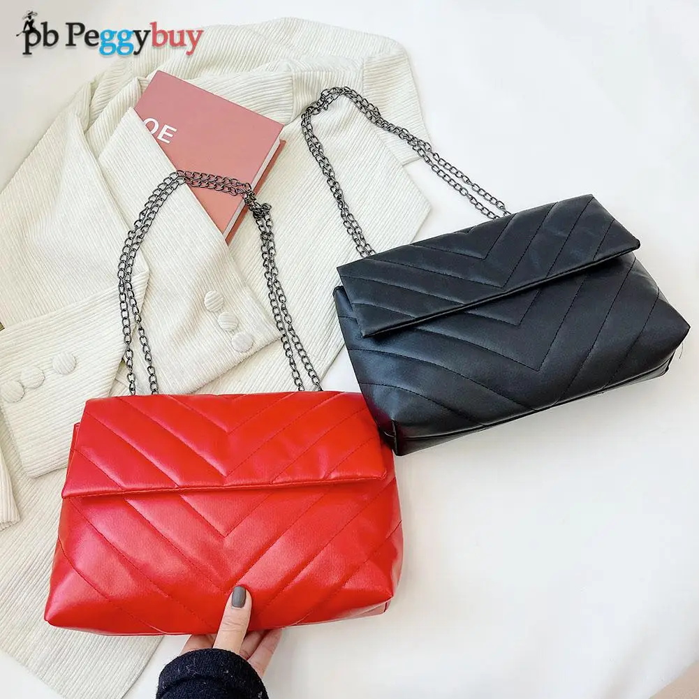 

Fashion Women Embroidery Thread Shoulder Crossbody Bag Female PU Leather Casual Handbags Ladies Chain Flap Messenger Bags